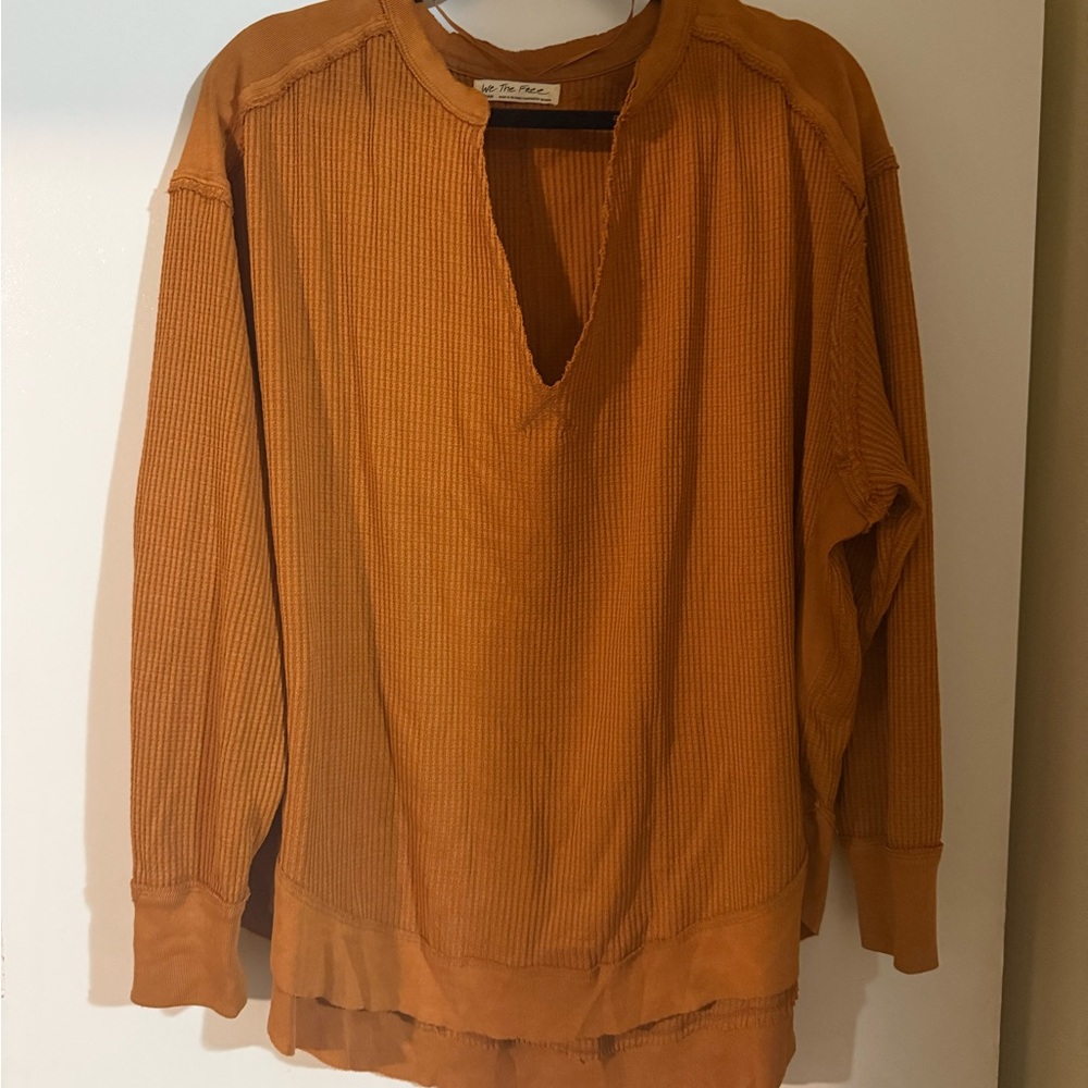 Free People Orange Long Sleeve Top
